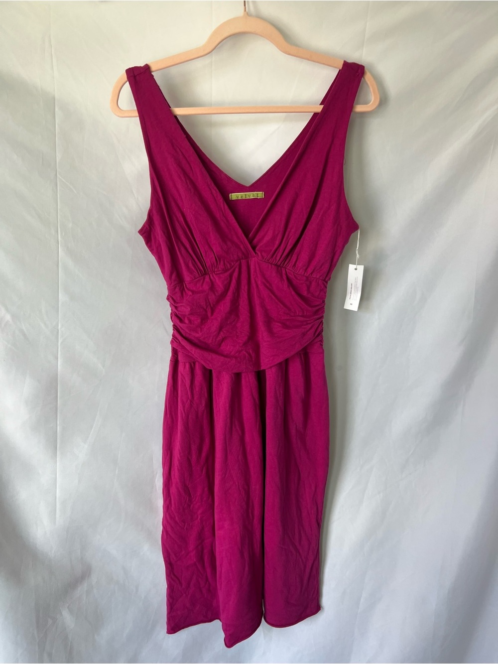 NWT Women’s VELVET By Graham & Spencer Fuchsia* 100% Cotton Midi Dress Flaw*